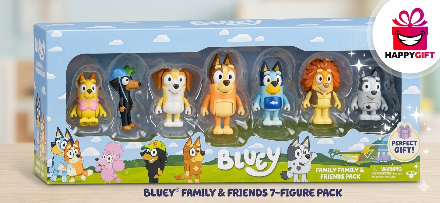 Bluey Family & Friends 7-Figure Collector Pack - High-Quality Toy Set