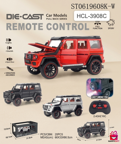 R/C 1:24 Die-Cast G-Class SUV RC Car – Heavy-Duty Toy Model with Vibration Absorbers, Lights & Smoke Effects