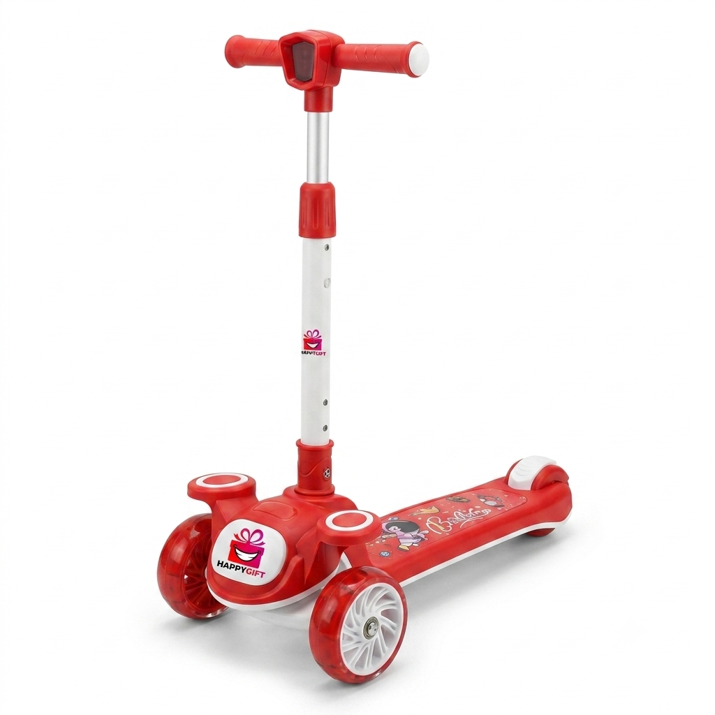 3-Wheel Kick Scooter with Light-Up Wheels | Adjustable Height & Foldable Design for Toddlers & Children
