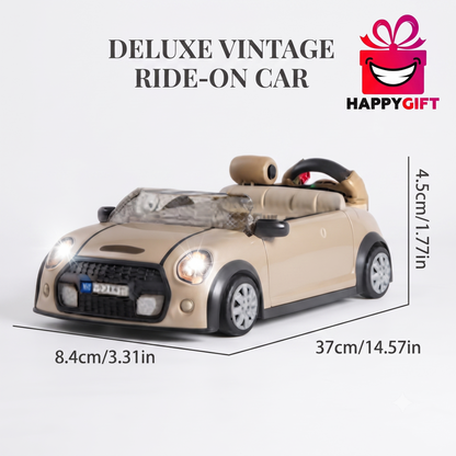 Deluxe Vintage Ride-On Racing Car: Interactive Toy Vehicle with Lights & Display Box