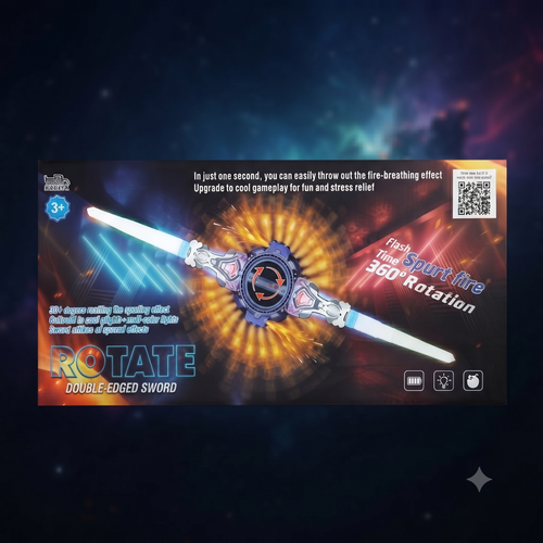 Rotate Double-Edged Sword Toy with 360° Rotation, Lights & Fire Effect