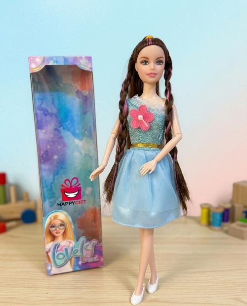 Lovely Girl Fashion Doll with Long Braided Hair – Elegant Princess Dress Play Set