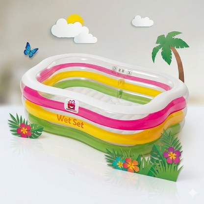 Intex Wet Set Collection Sunset Glow 4-Ring Inflatable Pool – Bright Rainbow Kids' Pool