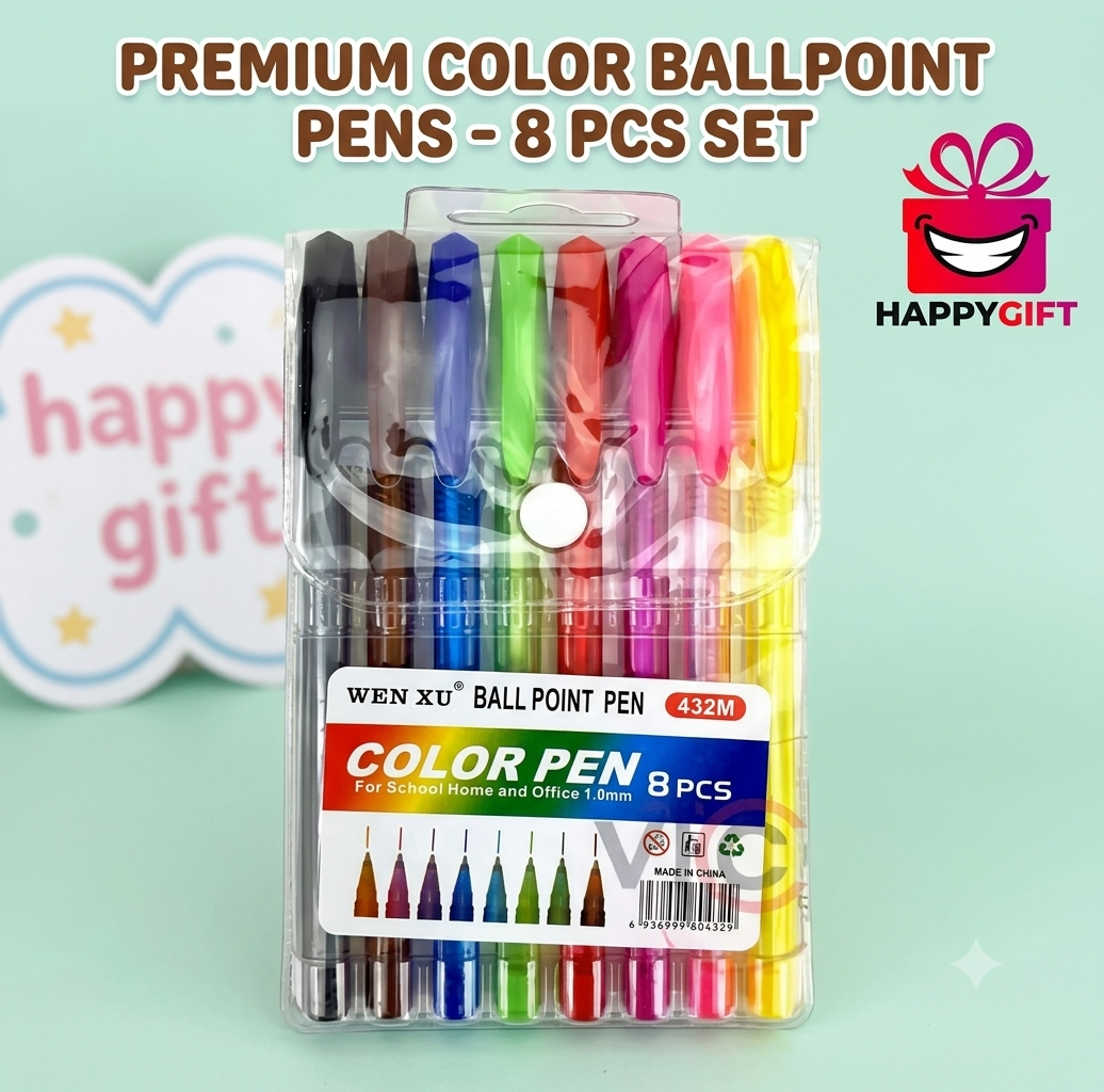 Color Ballpoint Pen Set – 8 Piece Collection