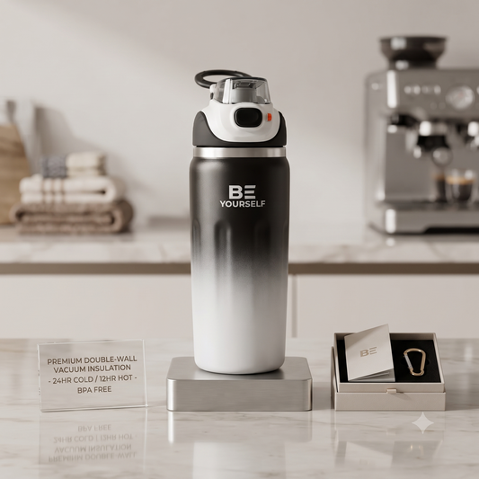 BE YOURSELF - 500ml Premium Gradient Insulated Water Bottle (Black & White)