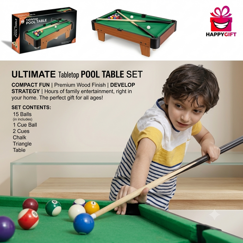 Tabletop Pool Table Set - Complete Mini Billiards Game for All Ages