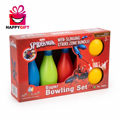 Marvel Spider-Man "Web-Slinging Strike Zone Bundle" Super Bowling Set - 3 Pins & 2 Balls