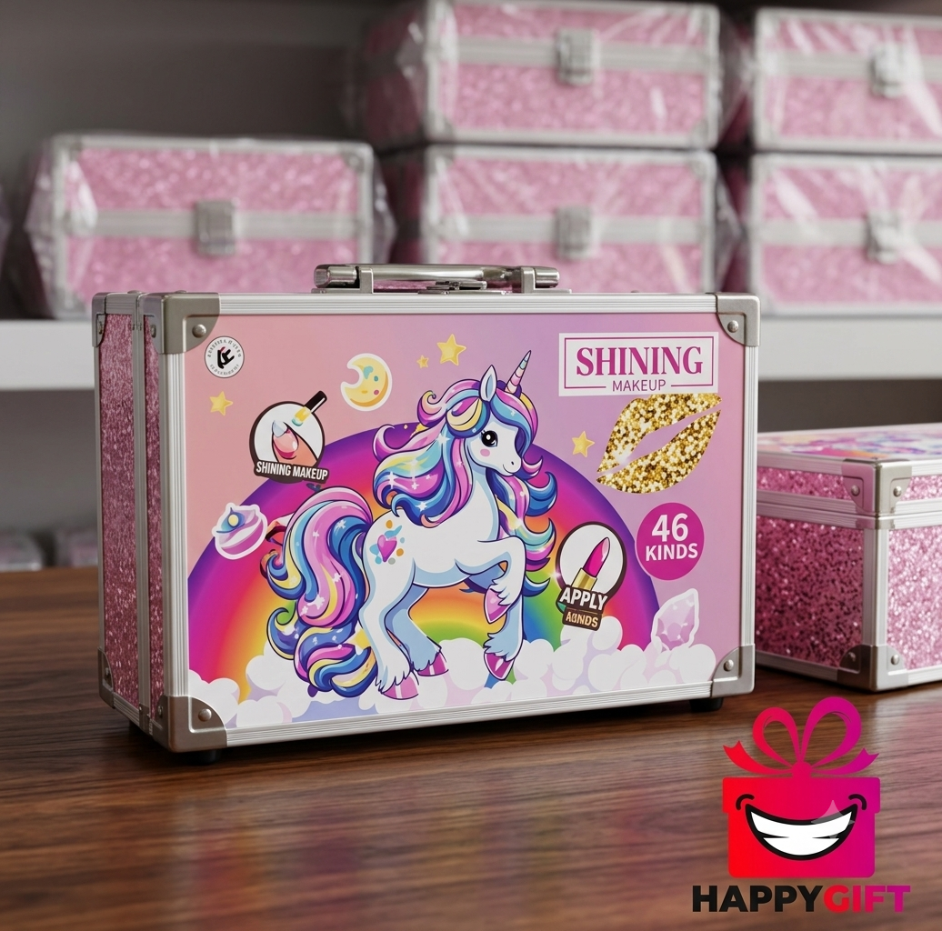 Magical Unicorn Kids Makeup Kit - Washable Pretend Play Vanity Set with Vanity Case
