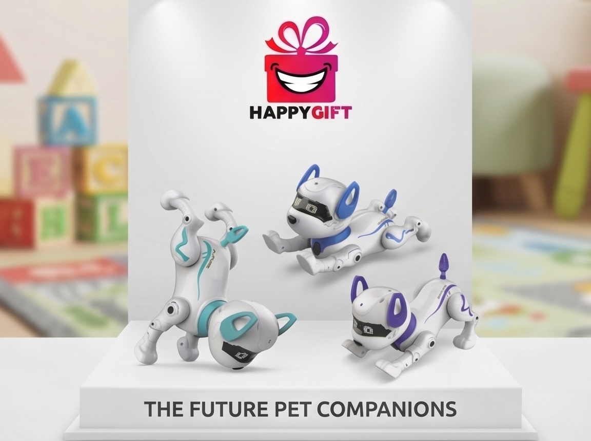 Future Smart Robotic Puppy Stunt Dog - Interactive Electronic Pet with LED Face Display & Multi-Color Options