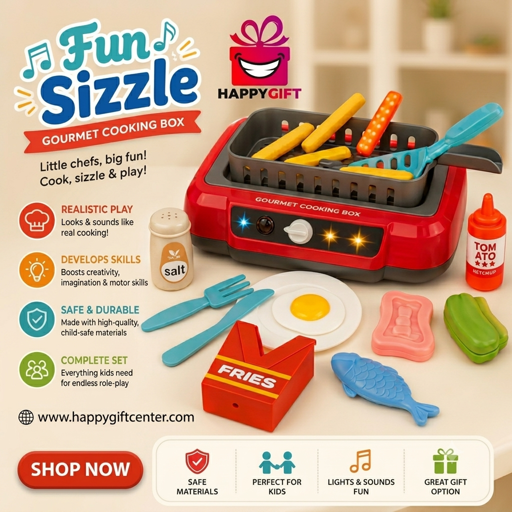 Sizzle & Serve Color-Changing Deep Fryer Kitchen Playset – Interactive Educational Toy for Kids