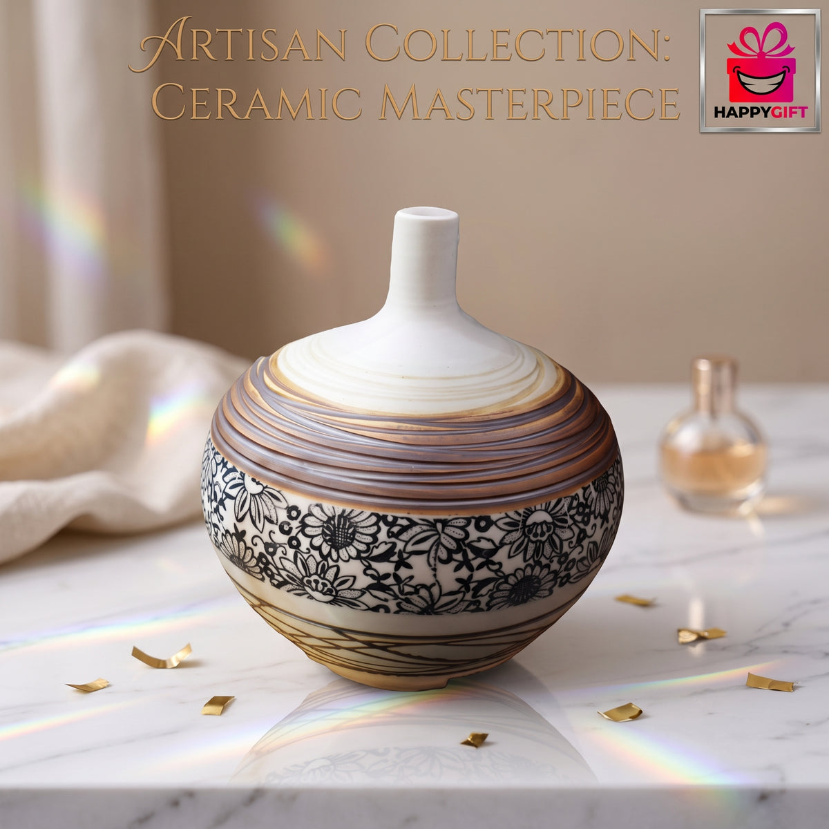 Artisan Collection: Hand-Glazed Ceramic Vibe with Geometric Details