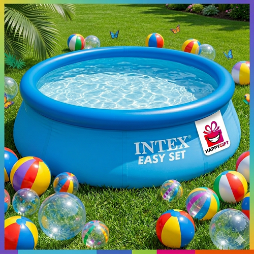 Intex Easy Set Inflatable Above Ground Pool – 6ft x 20in Compact Family Pool