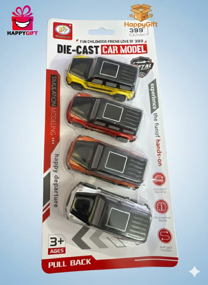 4-Pack Die-Cast Metal Pull Back Car Model Set – Fun Toys for Ages 3+