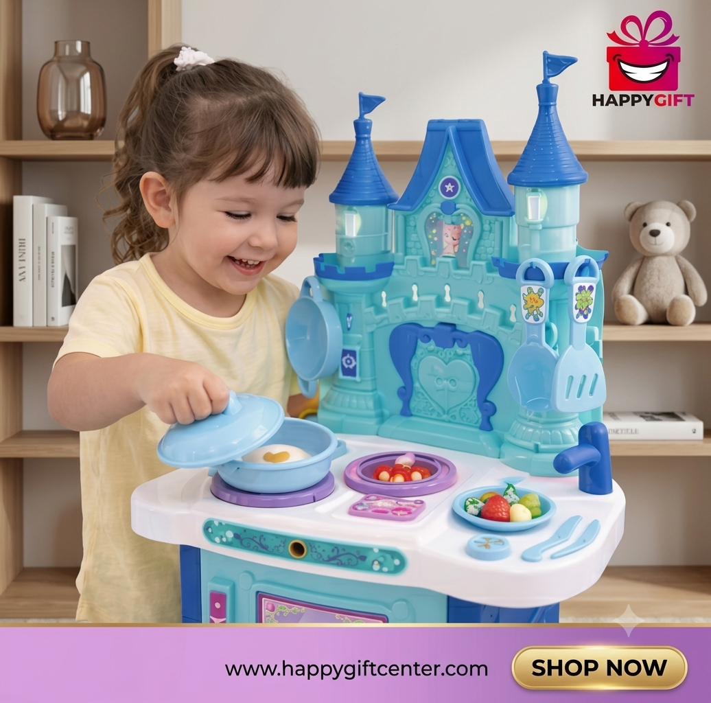 Play House Kitchen Series – 34-Piece Interactive Castle-Themed Cooking Set for Kids