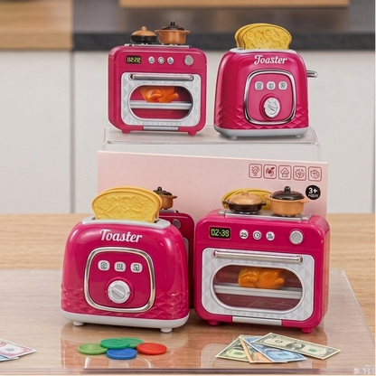 Kids Mini Home Kitchen Appliance Toy Set – Role-Play Oven & Toaster Playset