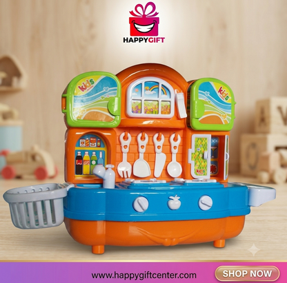 Interactive Kids' Portable Kitchen Playset – Compact Pretend Cooking Station for Little Chefs