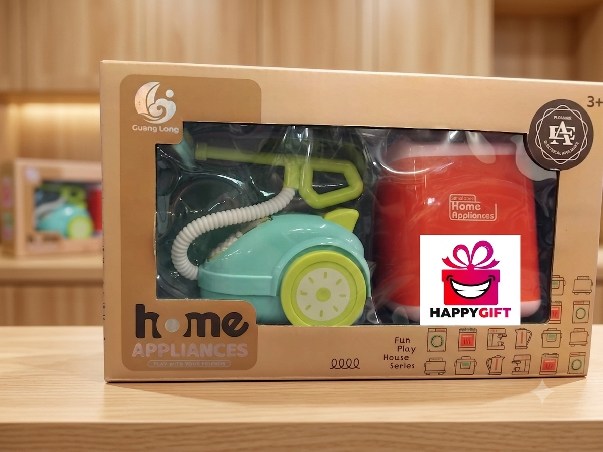Kids Pretend Play Home Appliances Set – Mini Vacuum Cleaner & Toaster Toy Combo (Ages 3+)