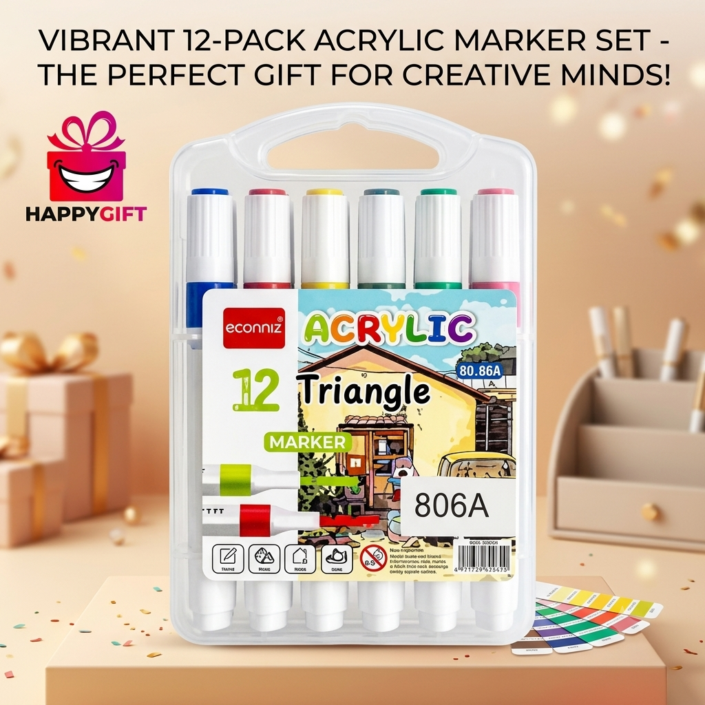 Unleash Creativity! 12-Pack Acrylic Triangle Markers – The Ultimate Gift for Kids!