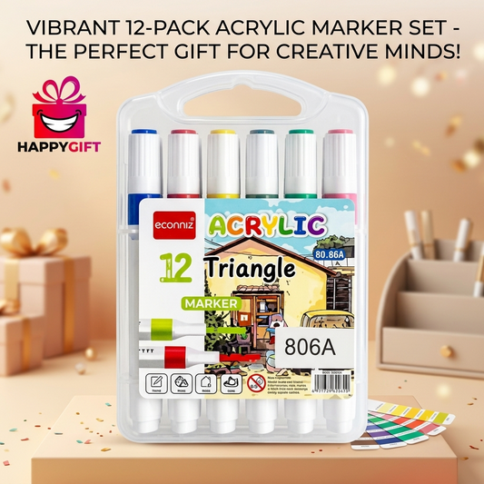 Unleash Creativity! 12-Pack Acrylic Triangle Markers – The Ultimate Gift for Kids!