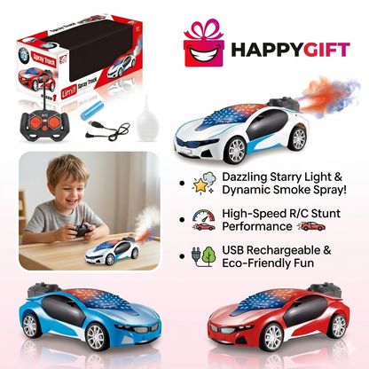 3D Famous Car: 1:22 Scale Remote Control Stunt Car with Starlight Roof & Smoke Spray