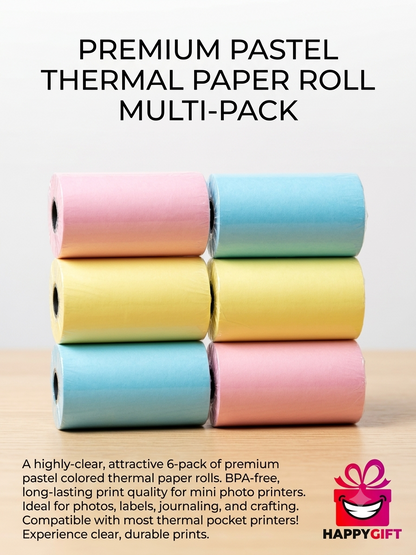 Ultra-Premium Adhesive Thermal Paper Trio – 3-Roll Set (Pink, Yellow, Blue)
