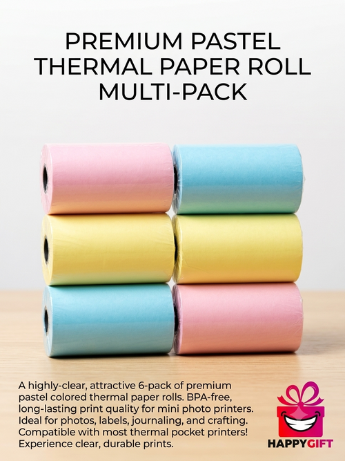 Ultra-Premium Adhesive Thermal Paper Trio – 3-Roll Set (Pink, Yellow, Blue)