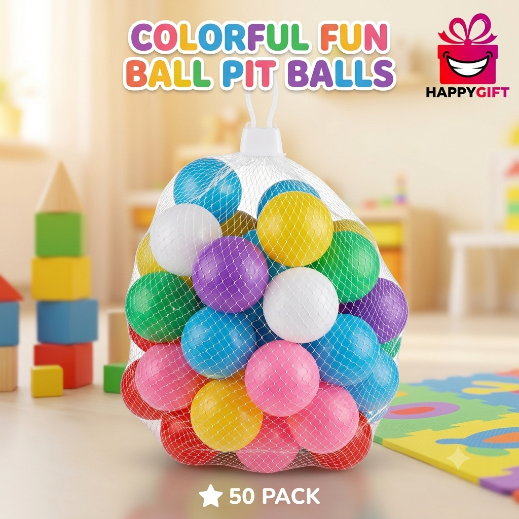 Premium Colorful Fun Play Balls – 50 Pack (Non-Toxic & BPA-Free)