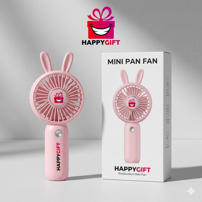 Cute Rabbit Portable Mini Fan – USB Rechargeable Personal Cooler