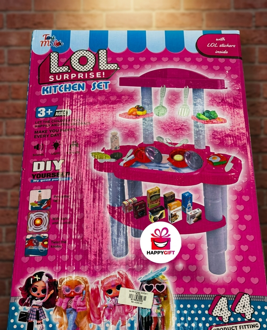 L.O.L. Surprise! 44-Piece Mini Kitchen Playset – Deluxe DIY Cooking Stand Toy with Lights & Sounds