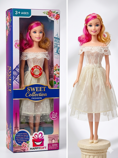 Fashion Doll – Elegant Parisian Style with Pink Streaked Hair