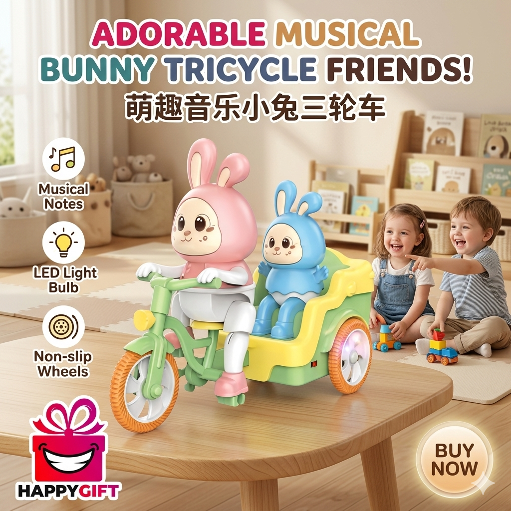 Musical Bunny Tricycle – Interactive Ride-On Toy for Toddlers