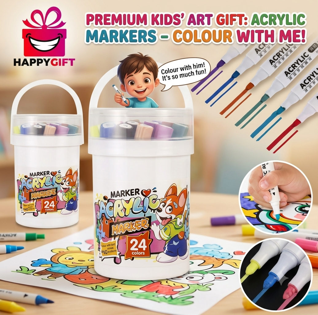 Premium 24-Color Acrylic Marker Set – Unleash Your Creativity!