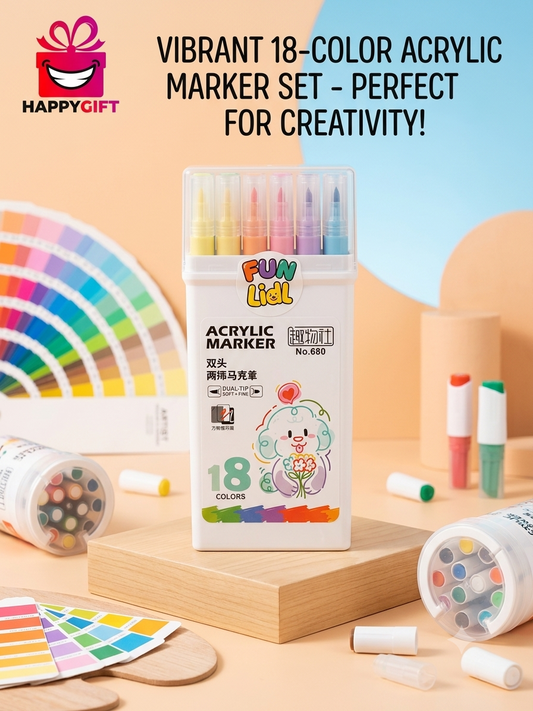Unleash Your Inner Artist! Vibrant 18-Color Dual-Tip Acrylic Markers