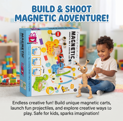 Magnetic Rod & Shooting Cart Adventure Set: Build, Play & Spark Creativity