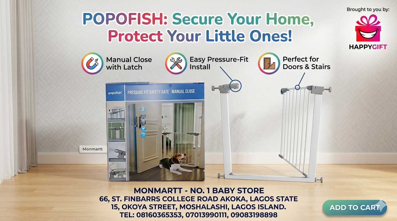 Popofish Pressure Fit Safety Gate – The Ultimate Safe & Secure Solution for Your Home