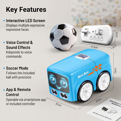 Magic Mini Bus Smart RC Toy With LED Display & Mini Soccer Ball - Interactive Remote Control Car for Kids