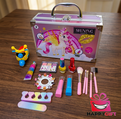 Magical Unicorn Kids Makeup Kit - Washable Pretend Play Vanity Set with Vanity Case