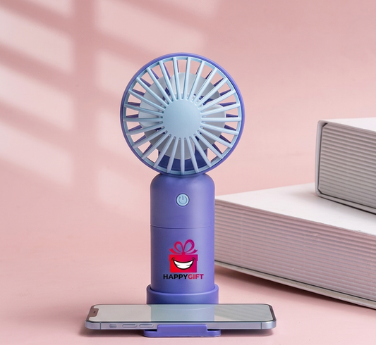 Portable Desktop & Handheld Mini Fan – USB Rechargeable with Phone Stand