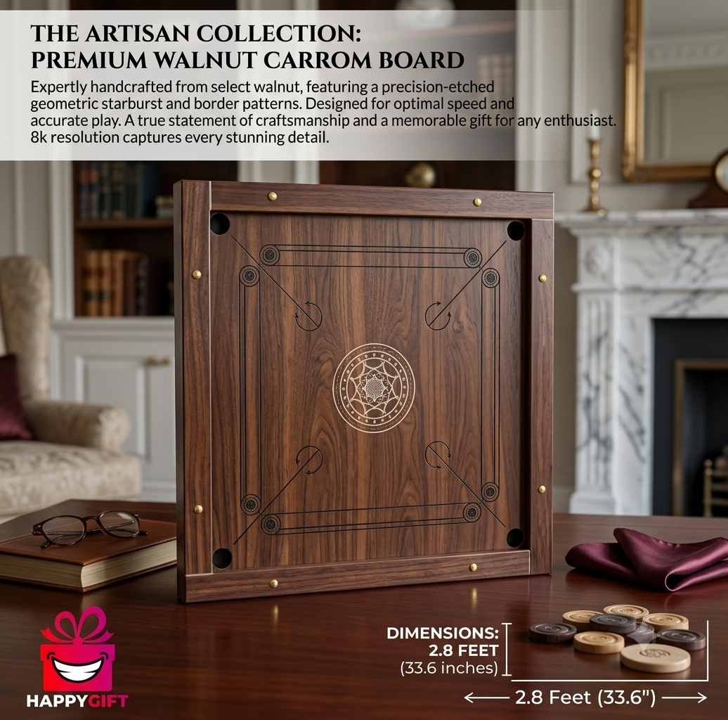 Premium Artisan Walnut Carrom Board Set – Professional Heirloom Quality