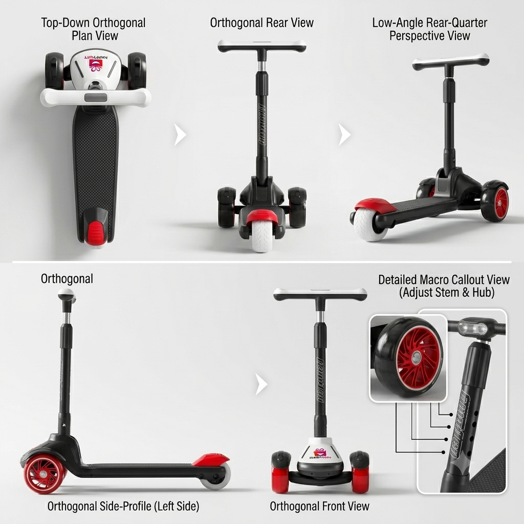 Kids 3-Wheel Kick Scooter with Light-Up Wheels | Adjustable T-Bar & Lean-to-Steer for Boys & Girls (4 Color Options)