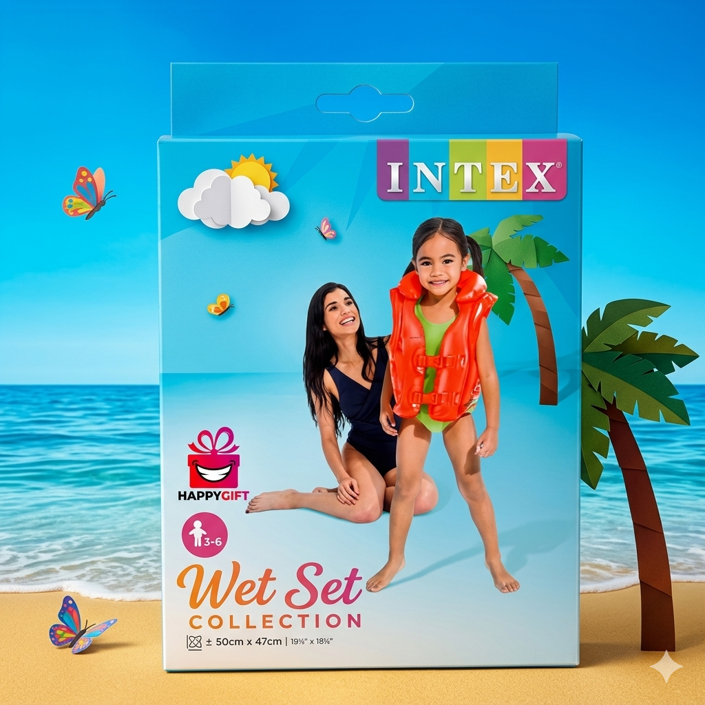 Intex Wet Set Collection Deluxe Swim Vest – Inflatable Life Jacket for Kids
