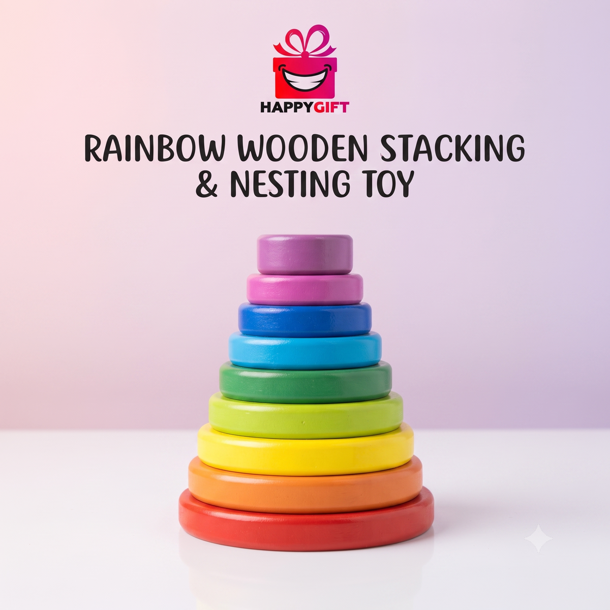 THE ULTIMATE COGNITIVE STACKING TOY – Happy Gift Triangle Rainbow Stacked Tower
