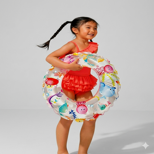 Intex Wet Set Inflatable Swim Ring - Colorful Sea Life Print (Ages 3-6)