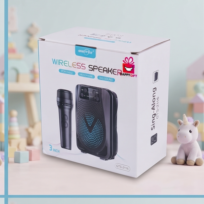 Greatnice GTS-2116 Wireless Portable Bluetooth Speaker with Microphone | 3-Inch Big Sound Kids Karaoke & Party Speaker