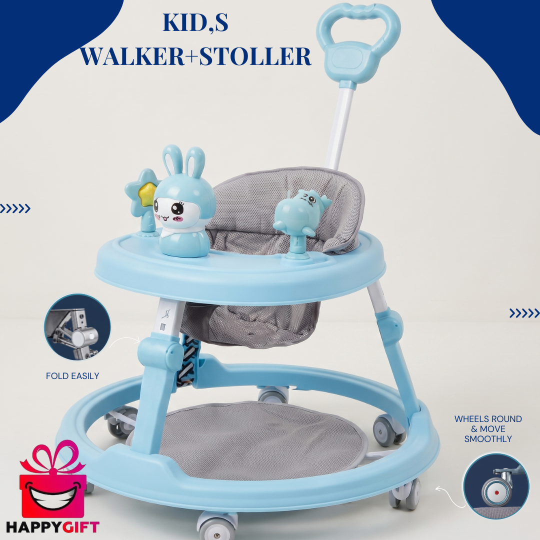 Premium 2-in-1 Baby Walker and Stroller with Detachable Toys and Sunshade