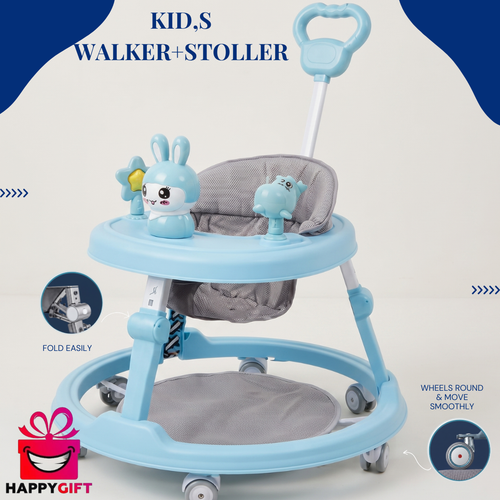Premium 2-in-1 Baby Walker and Stroller with Detachable Toys and Sunshade