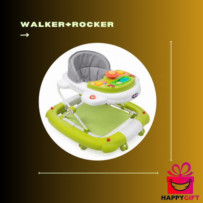 Multifunctional Baby Walker with Interactive Toy Tray & Foot Mat – Green & White