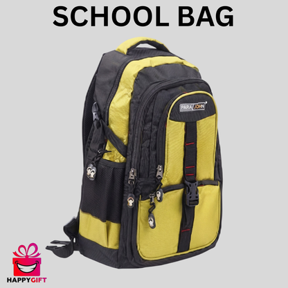 Para John Stylish & Durable Yellow-Black Casual and School Backpack