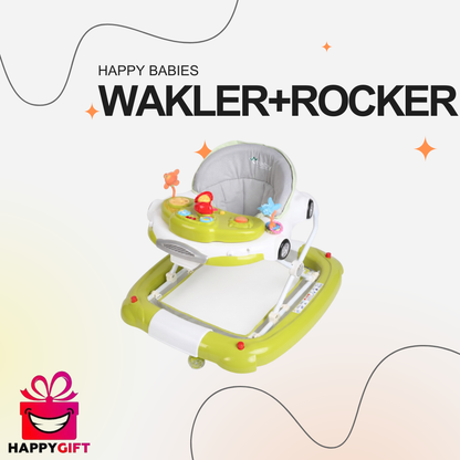 Multifunctional Baby Walker with Interactive Toy Tray & Foot Mat – Green & White