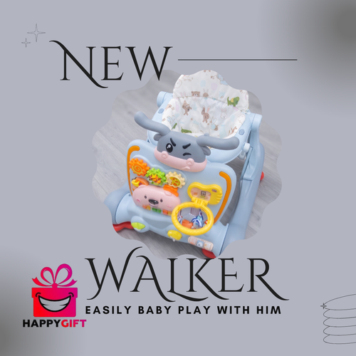 Multifunctional Baby Activity Walker with Play Panel & Foot Mat